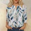 Blouse Vintage pour Femme à Imprimé Floral, Col Rond, Manches Trois-Quarts, Haut Décontracté en Coton et Lin