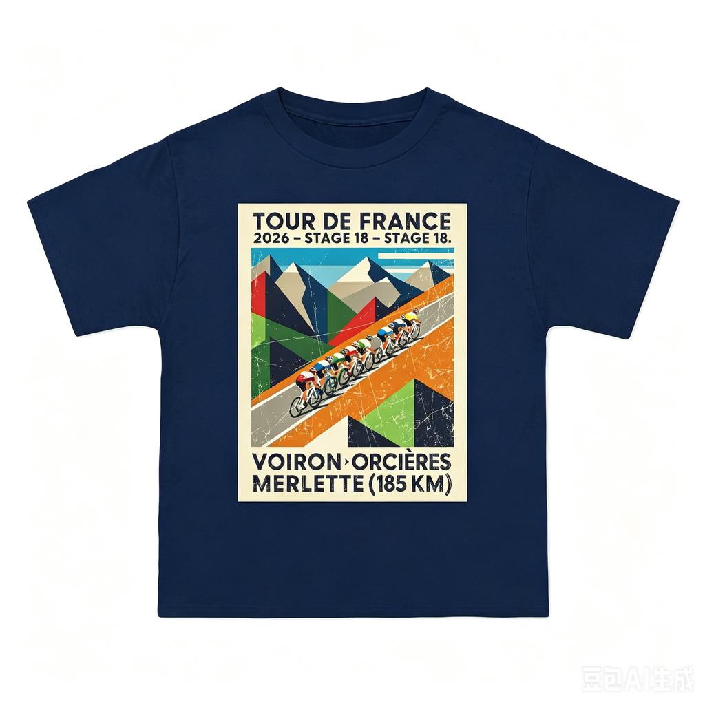 Tour De France 2026 Stage 18 Voiron Orciresmerlette Tshirt 2026 Summer Unisex Unisex Cotton Oversized Tshirt Streetwear Y2K