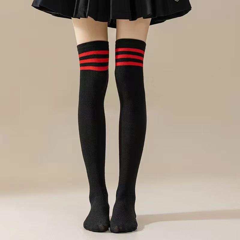 Thigh High Socks For Women Goth Cute Kawaii Striped Over The Knee Socks Cotton Long Tall Knee High Stockings