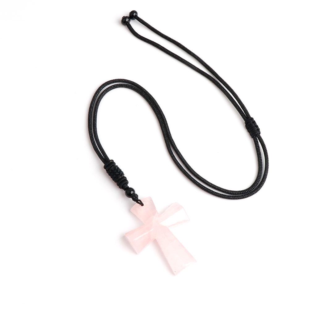 Colier Cruce Agat - Piatră Semiprețioasă Cadou de Crăciun Lanț Pulover