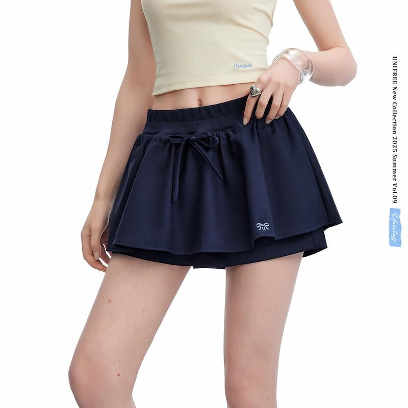 UNIFREE College Style Low-Waist Faux Two-Piece Skort XL
