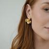 Elegant Vintage Gold Plated Flower Stud Earrings with Pearls Elegant 3-Leaf Petal Earring for Women Wedding Party Jewelry Gift