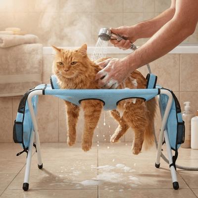 Folding Pet Grooming Table Quick-Dry Mesh Pet Washing Rack Cat Grooming Platform  Pet Washing