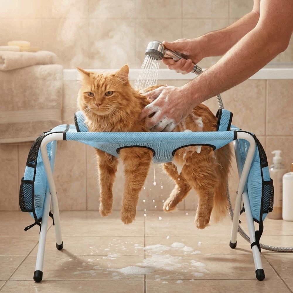 Quick-Dry Mesh Pet Bathing Stand Non-Slip Dog Grooming Hammock Pet Grooming Table  Nail Trimming