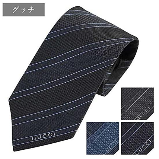Regular 499694 Blue [Gucci] Tie, Tie, Silk, Stripe, One-Point Logo, 4B002, Men's, [3] [Used]