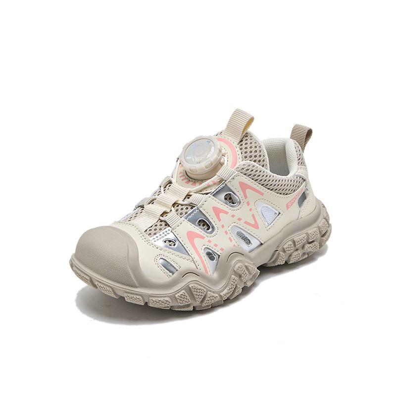Kids Rotating Buckle Sneakers Breathable Mesh Upper Lightweight Anti-Slip Rubber Sole Outdoor Play