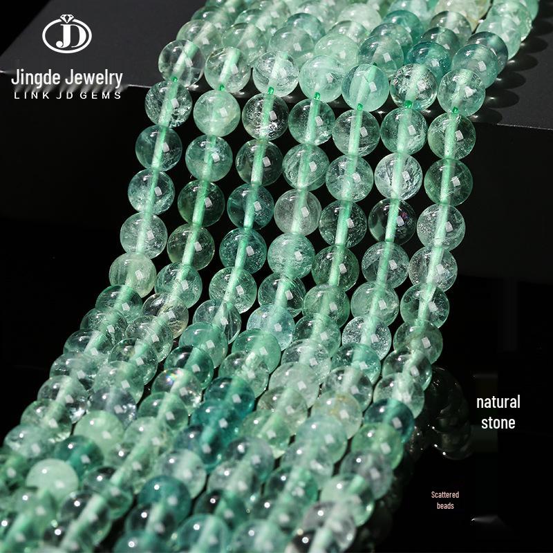 Jingde Jewelry Natural Green Fluorite Round Bead Bracelet - Semi-Finished Loose Beads for DIY Jewelry Accessories