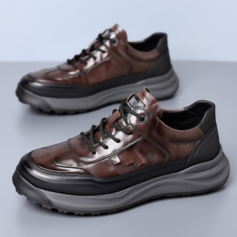 Fashion Designer New Genuine Leather Sneakers for Men Spring Autumn Soft-soled Men's Platform Shoes Fashion Retro Male Running Shoes