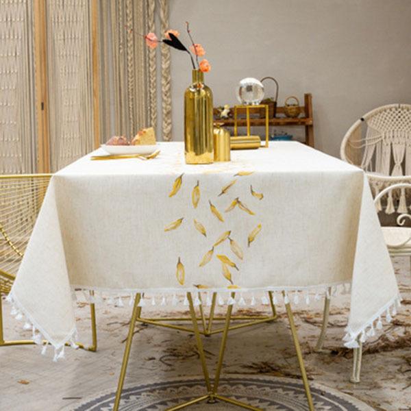 Cotton And Linen Art Tablecloth Water And Oil Proof Tassel Lace Tablecloth ,Suitable For Desk And Table Decoration