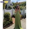 Elegantní Dámské Dlouhé Šaty na Šňerku Vintage Korzet Patchwork Maxi Skládané Šaty Letní Formální Večerní Párty Svatba Zelené