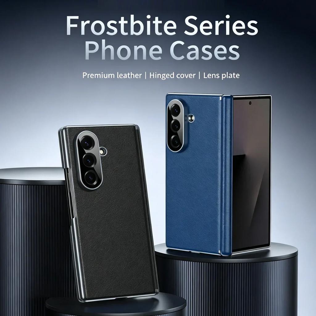 Funda de Cuero para Teléfono con Protección de Bisagra Lente para Samsung Galaxy Z Fold 8 Ultra Fold 7 Fold6 Fold5 4 3 Cubierta Dura a Prueba de Golpes