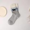 1/4Pairs Cartoon Cat Dog Pattern Comfortable Socks Breathable Anti Slip Sweat Absorbing Mid-Tube Socks Outdoor Warm Socks