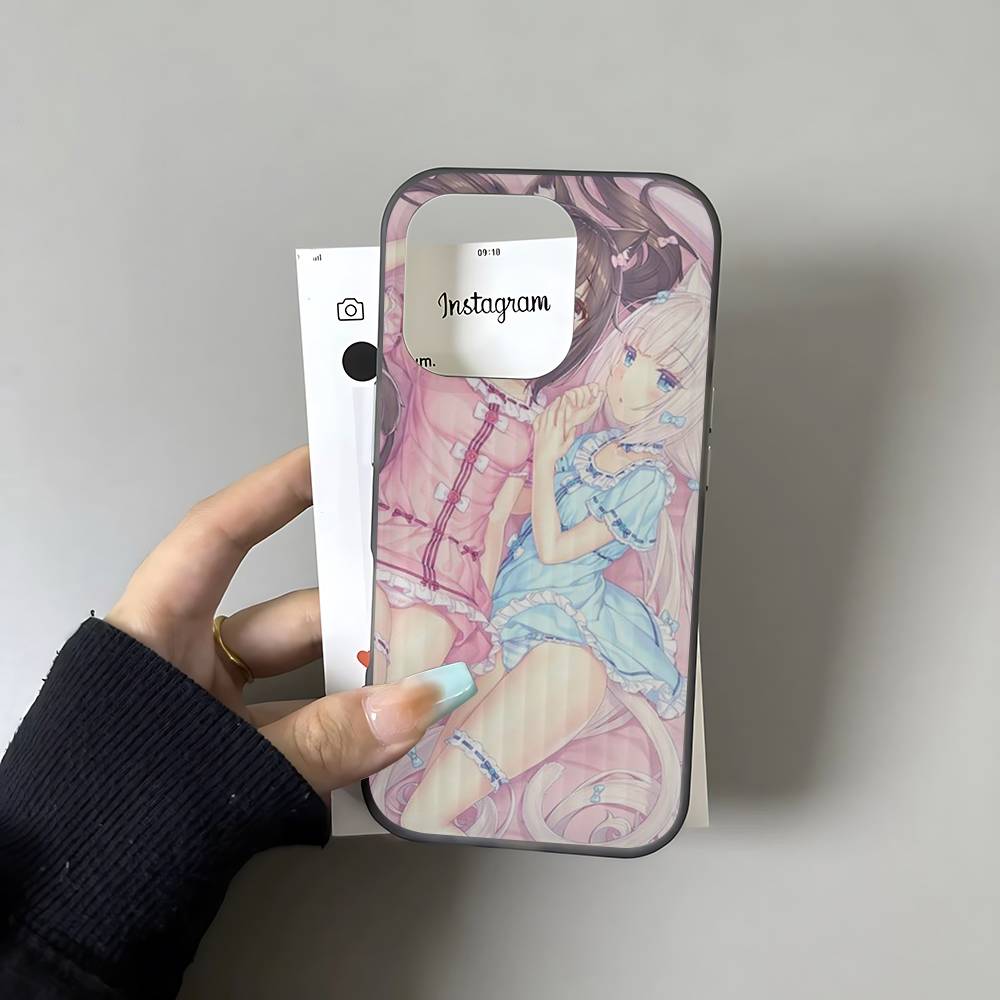 Chocola Nekopara For IPhone 16 15 14 13 12 11 17 Pro Max Plus Wave Corrugated Phone Case Anti Drop Cover