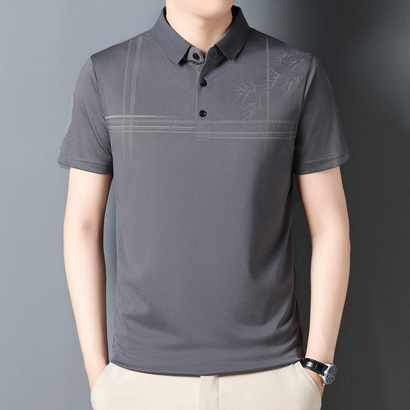 Middle-aged Men s Short-sleeved T-shirt  Men s New Business Casual Dad Lapel Polo Cypress Half-sleeved M