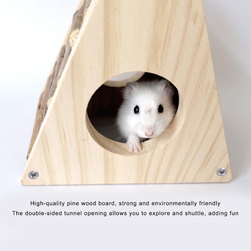 Solide Trapezförmige Holz-Kletterleiter Kleintierkäfig Zubehör Verstecke für Hamster Kleintier