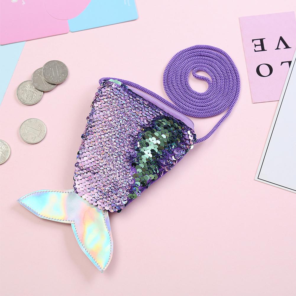 Meerjungfrauenflosse Glitzernde Pailletten Geldbörse Mädchen Umhängetaschen Brieftasche Beutel