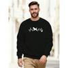 Men'S Casual Round-Neck Sweatshirt with a Puppy And Heartbeat Pattern