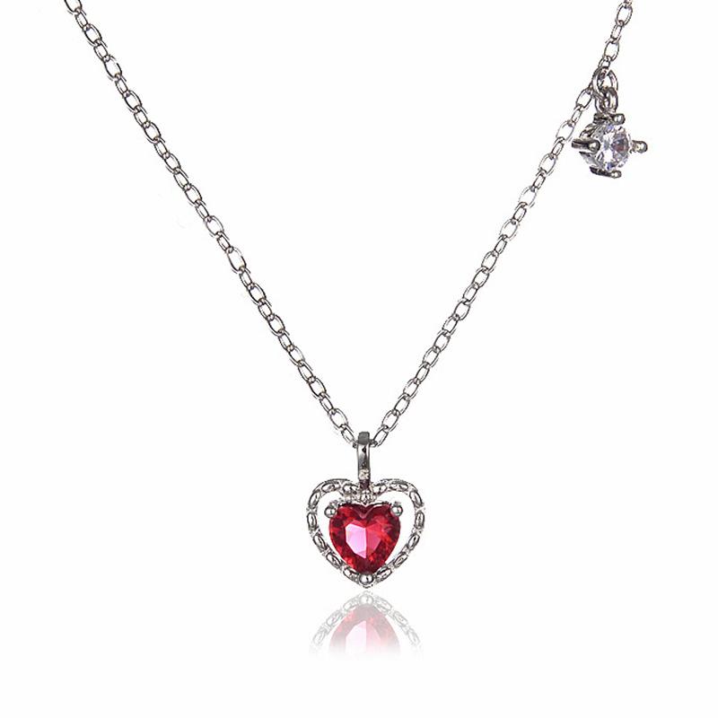 925 Sterling Silver Luxury Quality Jewelry Red Heart Necklaces With Pendant For Women Accessories Wholesale Jewellery Argent 925