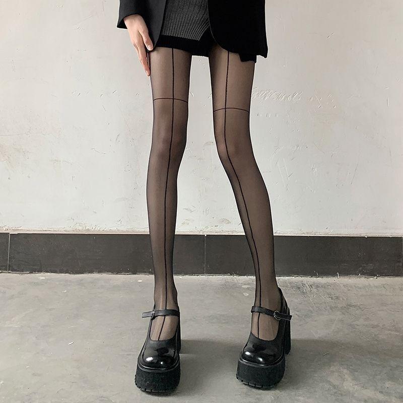 

Kave Women Cross Line Pattern Stockings Slim Ultra-Thin Anti Hook Pantyhose Skinny Looking Sexy Transparent Sheer Tights Hosiery One Size