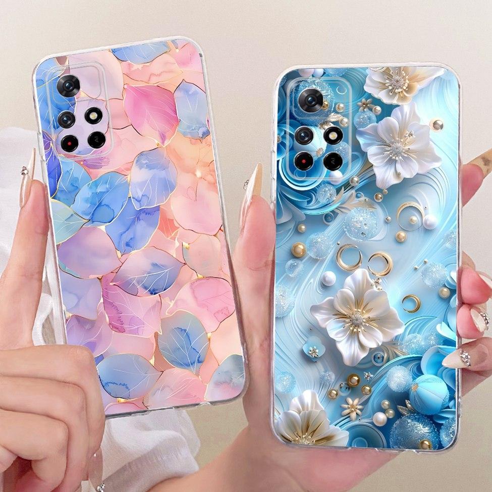 Casing For Redmi Note 11 5G China Case Transparent Cute Cat Fashion Butterfly Funny Painted Cover 21091116AC