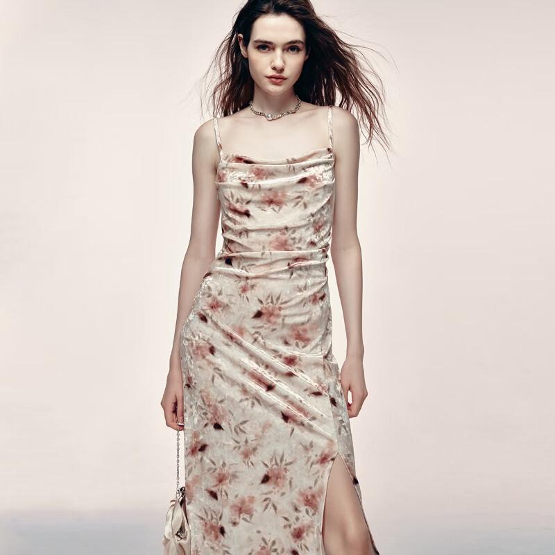 Veromoda 32437A049 Women's Cowl Neck Printed A-Line Slip Dress