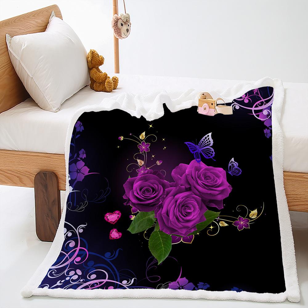 Blanket Rose Plant Blanket Lamb Fleece Crystal Fleece Blanket Blanket Universal