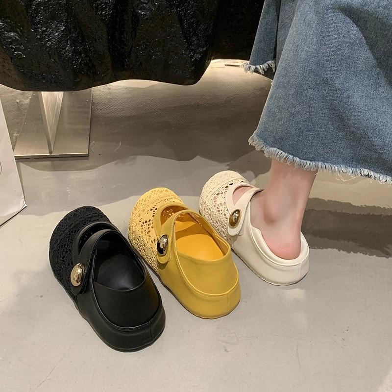 Two-wear Shoes, Thick-soled Mary Jane Women's Shoes, New Beautiful, Not Tired Feet, Hollow and Breathable Single Shoes, Summer
