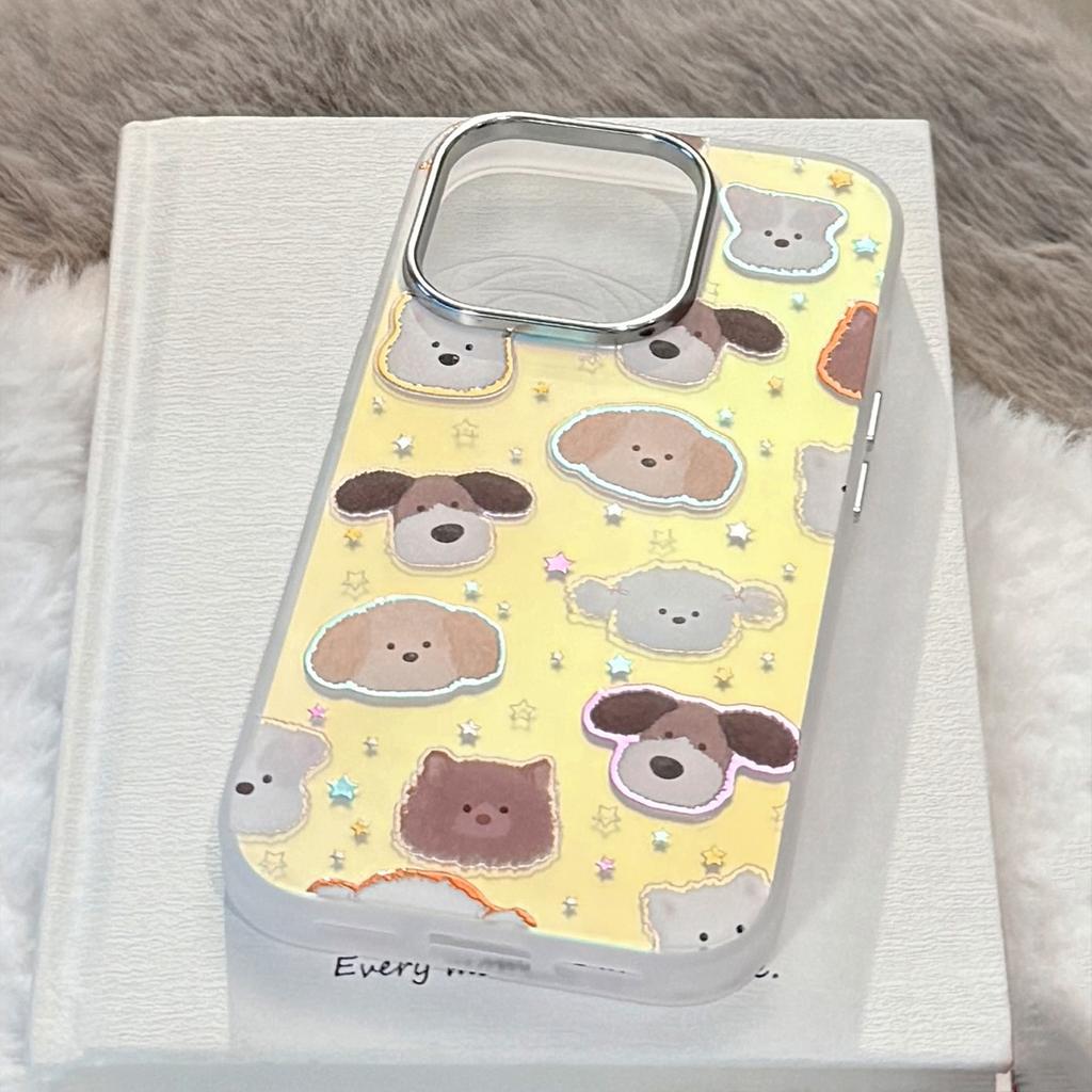 Gilt Puppy Head for IPhone17 Mobile Phone Case17Promax Laser16 Electroplating14 Fun