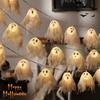 Spooky Ghost Light Decorations Halloween Ghost String Lights Handmade Led Ghost String Lights Garland for Halloween Party
