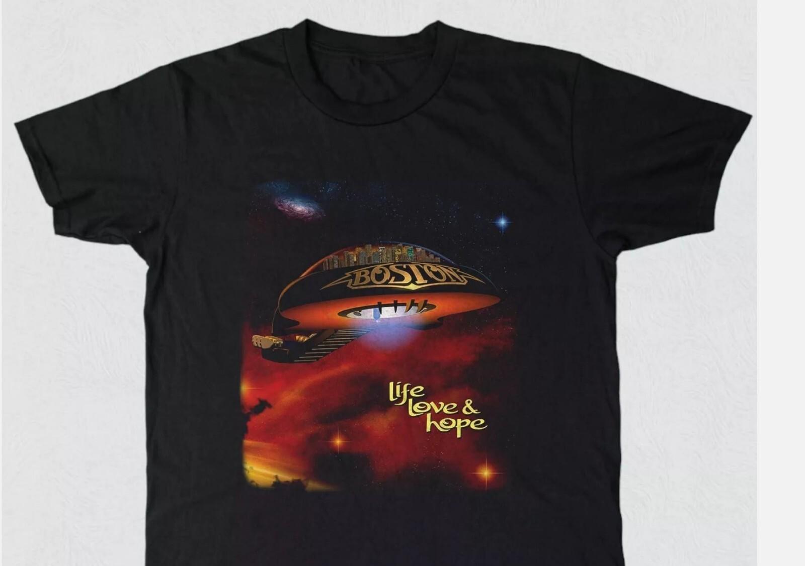 Boston Shirt Life Love & Hope Rock Band Unisex Black T-shirt Size S-5XL S