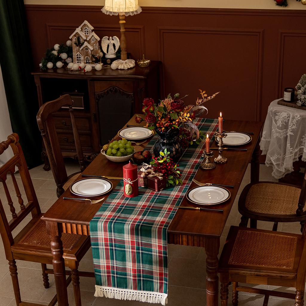 Christmas Fall Table Runner Soft Cotton Table Runner With Tassels Woven Macrame Home Living Room Table Decoration