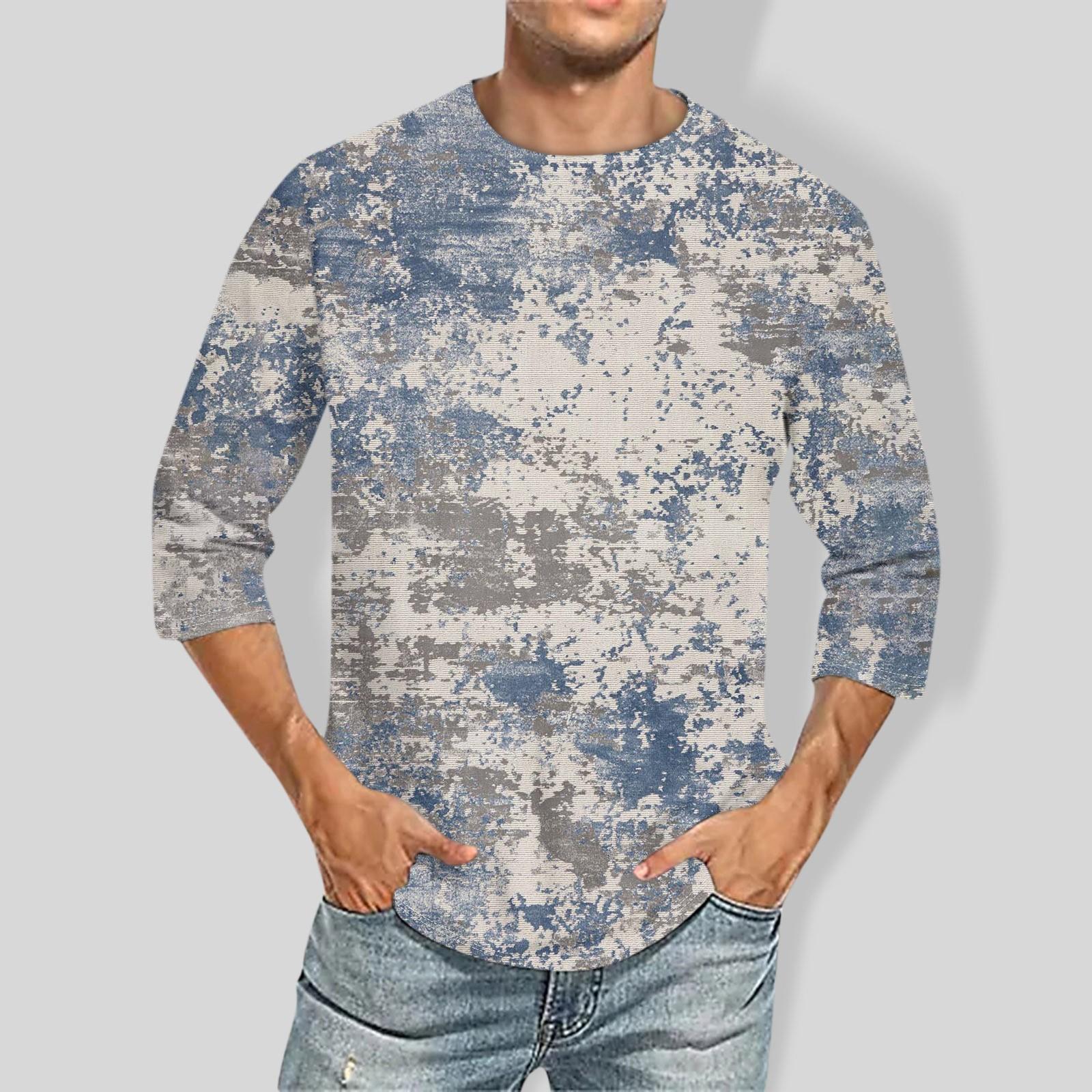 

Мужская однотонная футболка с круглым вырезом и рукавами три четверти XL