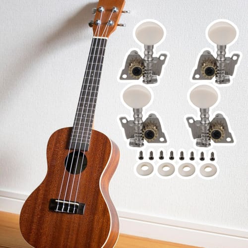 MoyinMusic BQLZR 2R2L Tuning Pegs Machine Heads for Ukulele 4-String Guitar with Ivory Buttons