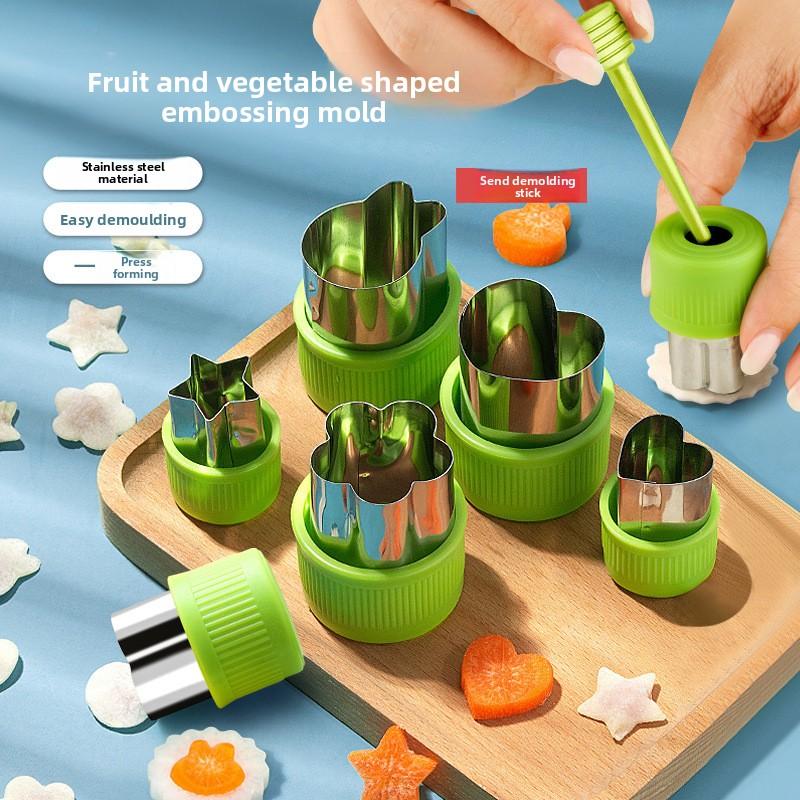 Household Kitchen Mold Set Baby Complementary Food Butterfly Noodle Mold Fruit and Vegetable Cutting Mold Stainless Steel Biscuit Embossing Mold