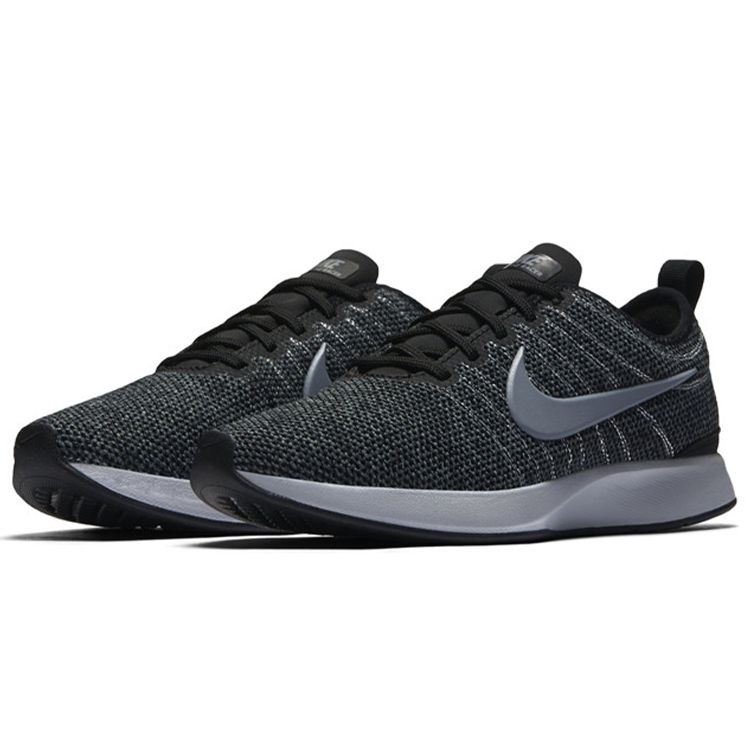 Nike Dualtone Racer Casual Fabric Shock Absorption Non-Slip Wear-Resistant Breathable Low-Top Running Shoes Women sneaker Black Silver AH0312-003