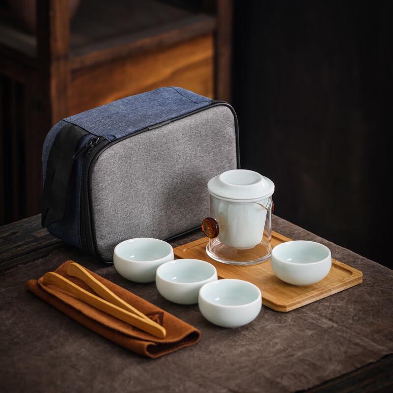 Fangran Ceramic Travel Tea Set - Ge Kiln Style