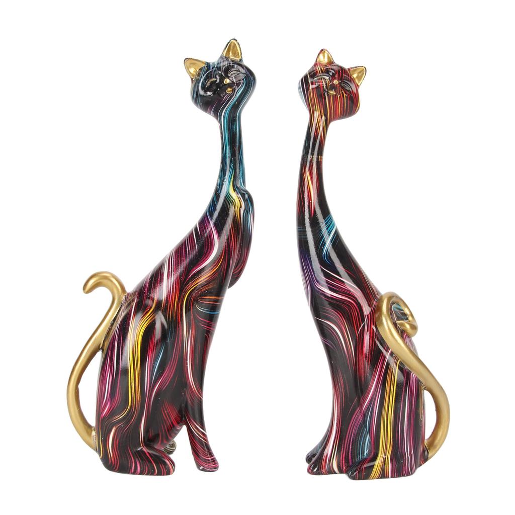 2 ks Sošky koček olejomalba Abstraktní pár Pryskyřičné figurky koček Kočičí socha do ložnice kanceláře