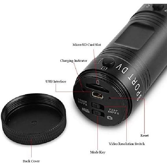 

Zerone Sport Action DV Camera, Mini Portable Full HD 1080P 720P Audio Camera with Mic, IPX-4 Waterproof Bike Car Cam for Outdoor Sports (Black)