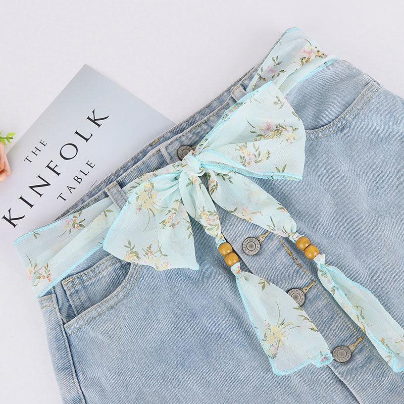 

Chiffon And Versatile Satin Waist Belt With Colorful Ribbon Designs Ideal For Summer Wear StyleV