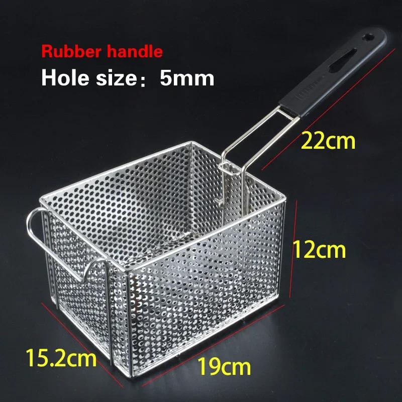 Stainless Steel Frying Basket Net French Fries Basket  Frame Square Oil  Control Filter Frying Basket Dense