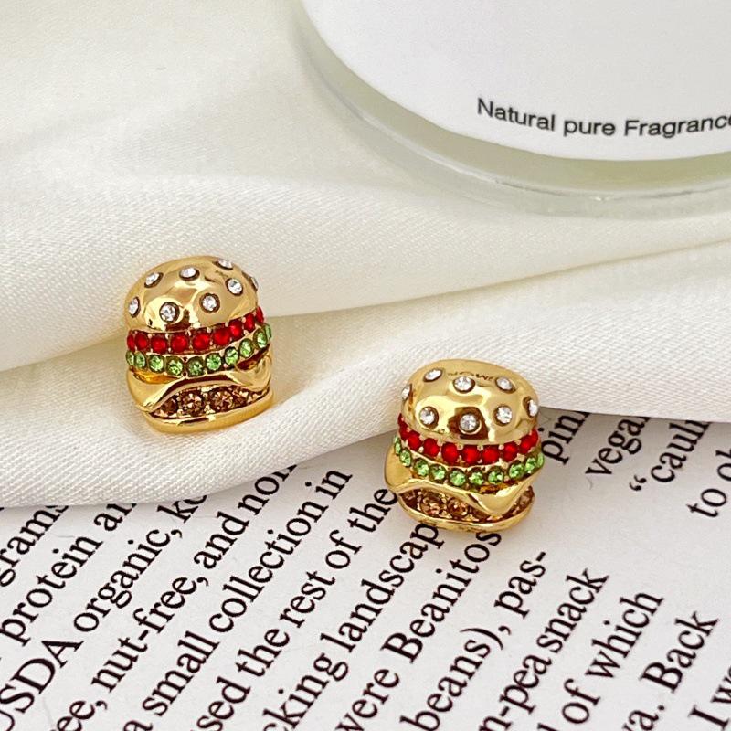 Childlike Hamburger Stud Earrings - Cute, Creative, Daily & Vacation Ear Accessories for Women