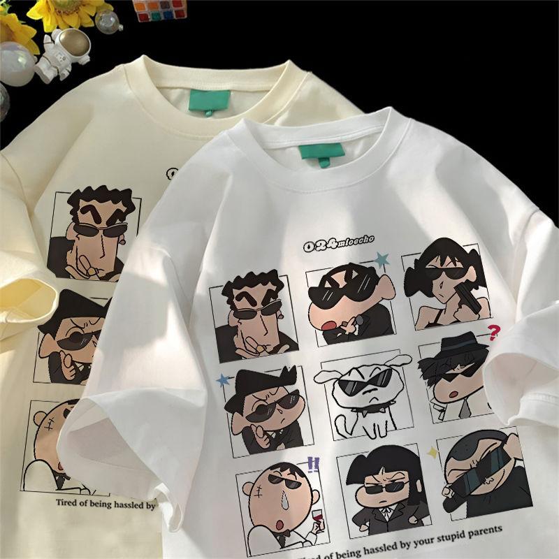 2025 Summer Womens Clothes Streetwear Crayon Shin Chan Print Cartoon T Shirt Tops Unisexs Womens Clothes 100Cotton T Shirts