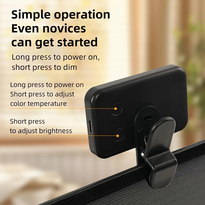 Portable Clip-On LED Fill Light - Small Adjustable Brightness And Angle, USB Rechargeable, Great For Selfies And Videos