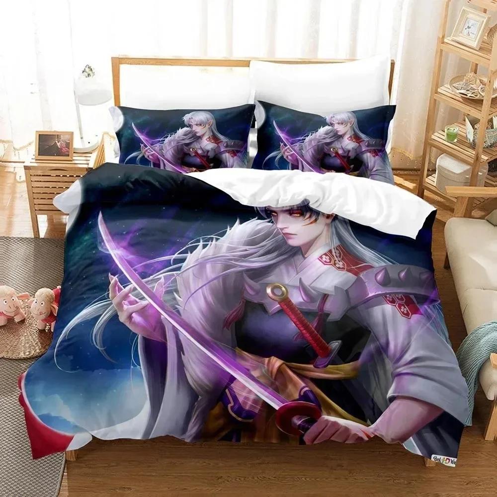 New Fashion Inuyasha Bedding Set Single Twin Full Queen King Size Bed Set Adult Kid Bedroom 3D Bed Sheets and Pillowcases