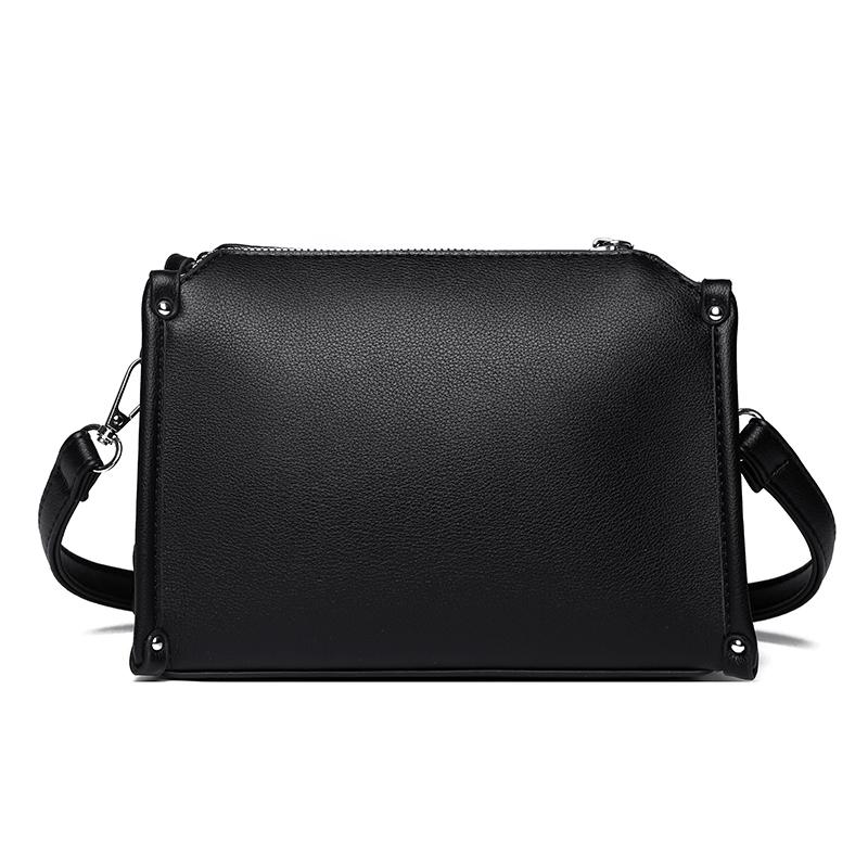 Damen Schwarz PU-Leder Umhängetasche, Kleine Lässige Schulterhandtasche mit Metallschnalle, Tägliche Geldbörse