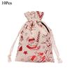 10Pcs Linen Christmas Candy Cotton Bag Hot Gold Santa Claus Christmas Bronzing Gift Bag Printing Drawstring Christmas Gift Bag