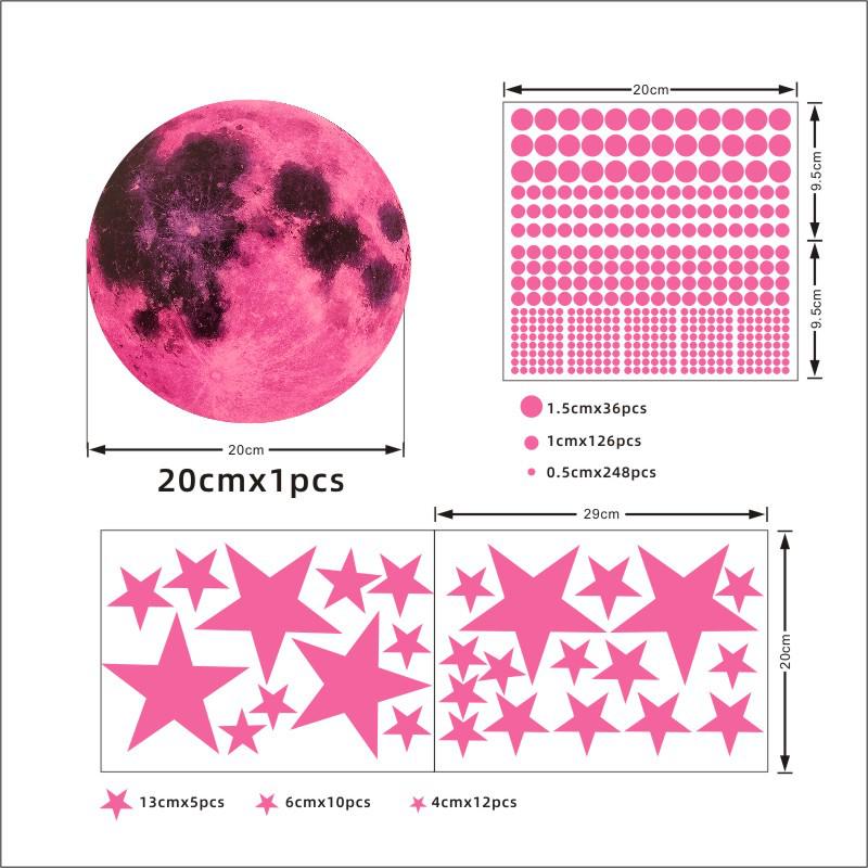 893-Piece Luminous Moon, Unicorn, Stars & Dots Fluorescent Wall Stickers for Children's Bedroom