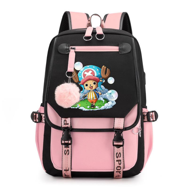One Piece Peripheral Printed Backpack Youth School Bag Large Capacity