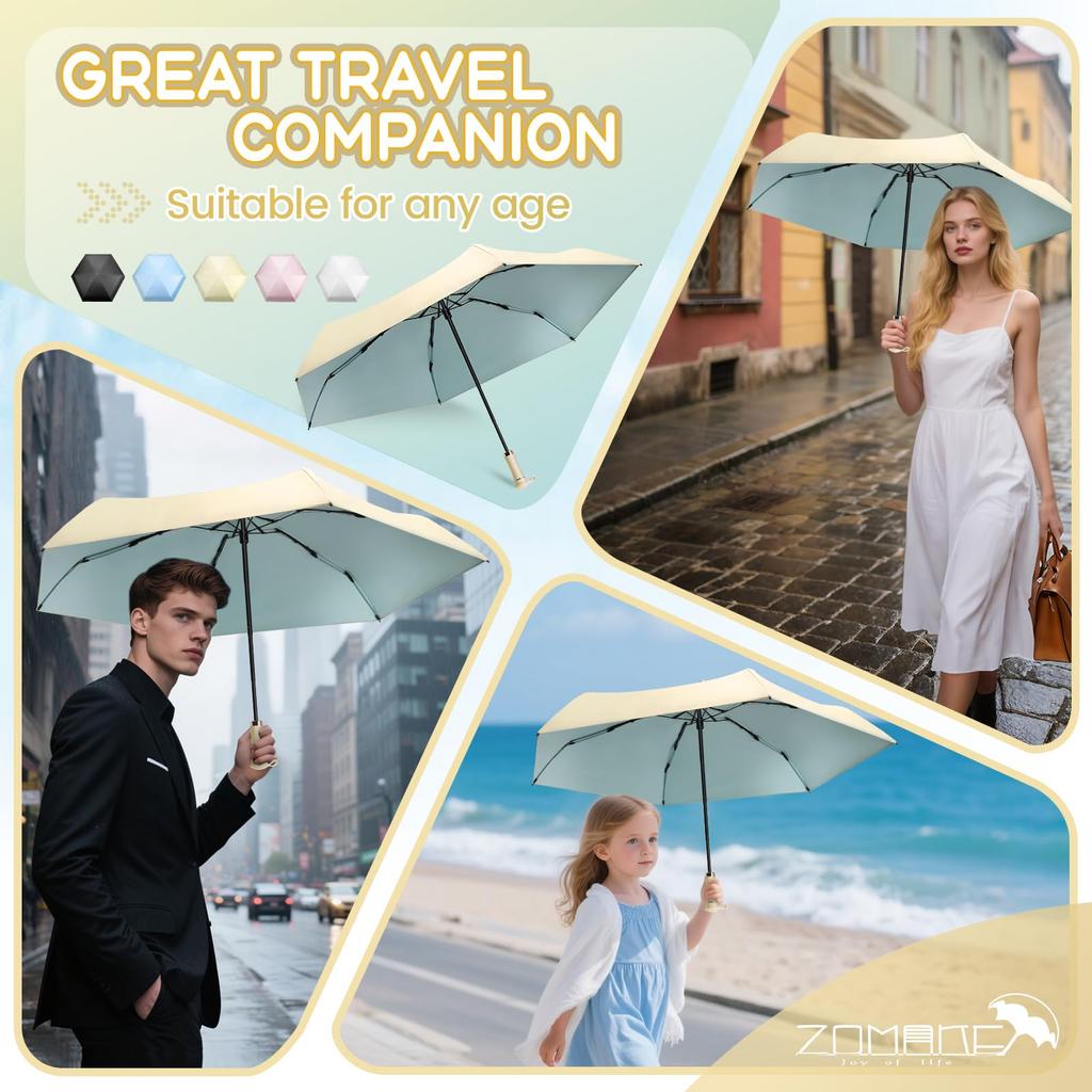 ZOMAKE Folding Ultra Extendable Handle UV Light Heat UV For Rain or Storage Case Included Parasol, Lightweight, Compact, Design, UPF50+ Protection,