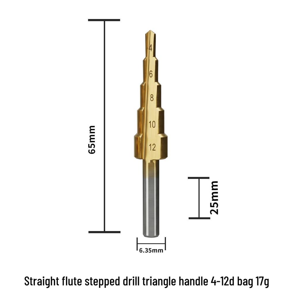 6-Piece Titanium Coated Serrated Step Drill Bit Set - Rustproof, Durable, High-Efficiency Twist Hole Opener.